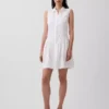 Mini-Hemdkleid aus Leinenmischung mit tief sitzender Taille