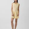 Mini-Hemdkleid aus Leinenmischung mit tief sitzender Taille