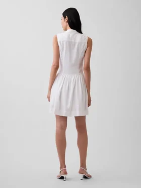 Mini-Hemdkleid aus Leinenmischung mit tief sitzender Taille