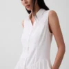 Mini-Hemdkleid aus Leinenmischung mit tief sitzender Taille