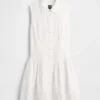 Mini-Hemdkleid aus Leinenmischung mit tief sitzender Taille