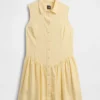 Mini-Hemdkleid aus Leinenmischung mit tief sitzender Taille