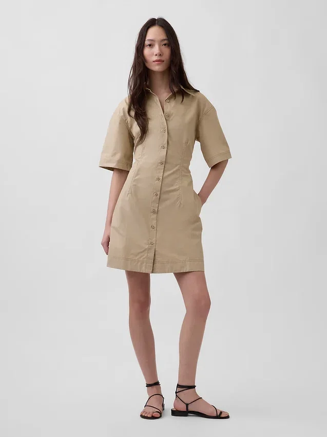 Mini-Hemdkleid aus Popeline