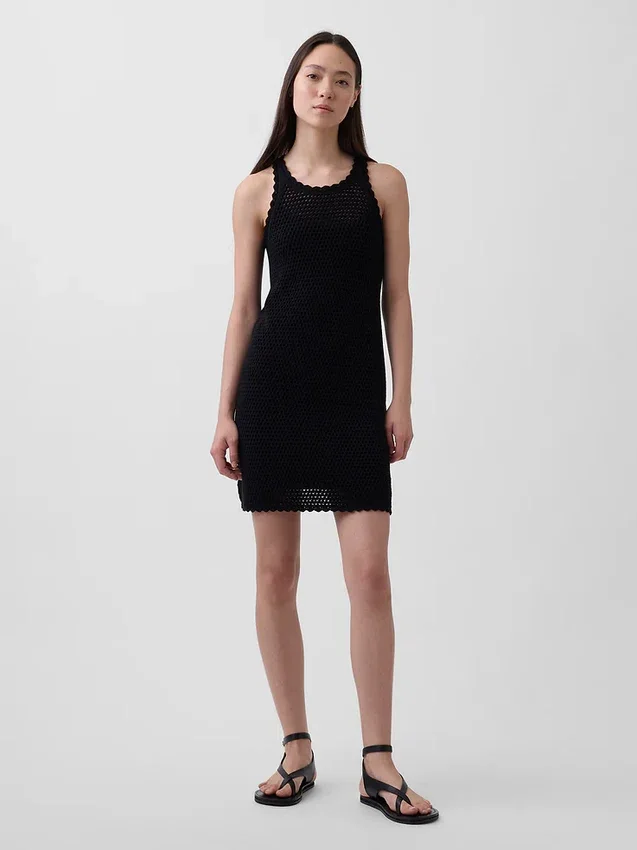 Mini-Kleid aus 100 % Baumwolle, gehäkelt