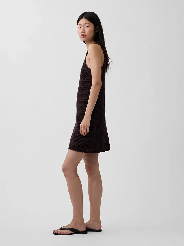 Mini-Kleid aus 100 % Baumwolle, gehäkelt