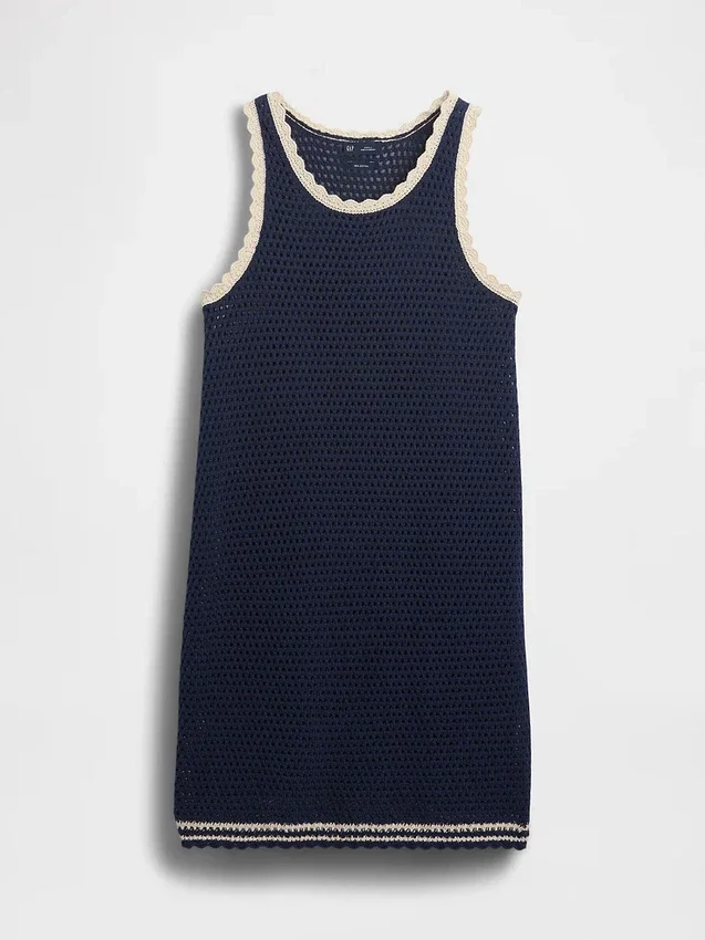 Mini-Kleid aus 100 % Baumwolle, gehäkelt