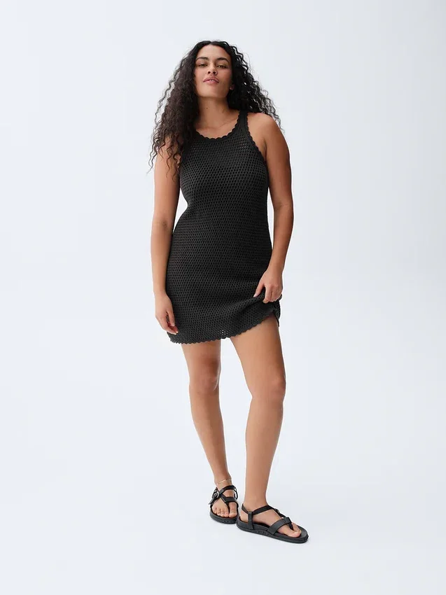 Mini-Kleid aus 100 % Baumwolle, gehäkelt