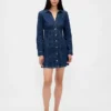 Mini-Kleid aus Denim mit Falten