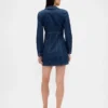 Mini-Kleid aus Denim mit Falten