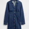 Mini-Kleid aus Denim mit Falten