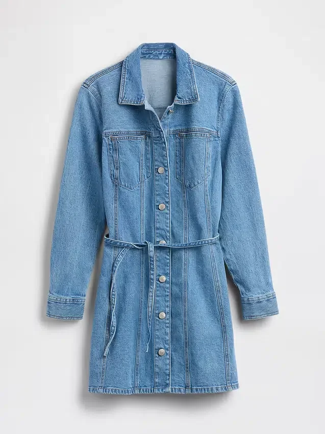 Mini-Kleid aus Denim mit Knopfleiste