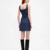 Mini-Kleid aus Denim mit Knopfleiste und Nähten