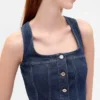 Mini-Kleid aus Denim mit Knopfleiste und Nähten