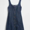 Mini-Kleid aus Denim mit Knopfleiste und Nähten