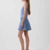 Mini-Kleid aus Denim mit Naht und Reißverschluss vorne