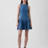 Mini-Kleid aus Denim mit tief sitzender Taille