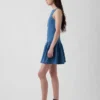 Mini-Kleid aus Denim mit tief sitzender Taille