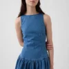 Mini-Kleid aus Denim mit tief sitzender Taille