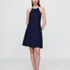 Mini-Kleid aus Leinenmischung mit Neckholder