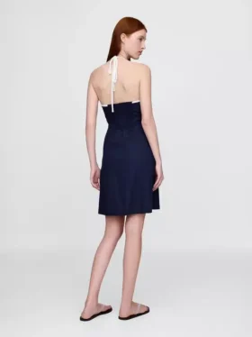 Mini-Kleid aus Leinenmischung mit Neckholder