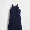 Mini-Kleid aus Leinenmischung mit Neckholder