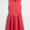 Mini-Kleid aus Materialmix mit tief sitzender Taille