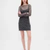 Mini-Kleid aus Mesh mit U-Boot-Ausschnitt