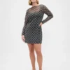 Mini-Kleid aus Mesh mit U-Boot-Ausschnitt