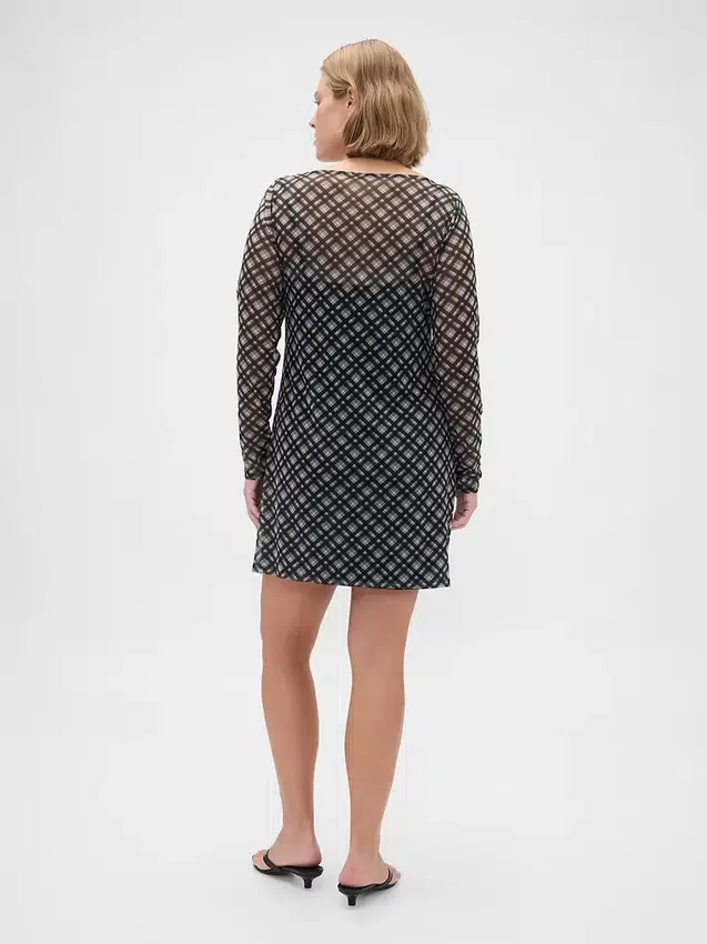 Mini-Kleid aus Mesh mit U-Boot-Ausschnitt