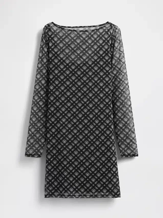 Mini-Kleid aus Mesh mit U-Boot-Ausschnitt