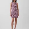 Mini-Kleid mit Blumenmuster, U-Boot-Ausschnitt und offenem Rücken