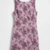 Mini-Kleid mit Blumenmuster, U-Boot-Ausschnitt und offenem Rücken