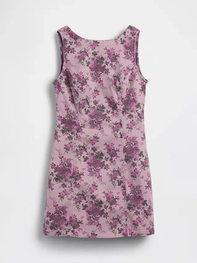 Mini-Kleid mit Blumenmuster, U-Boot-Ausschnitt und offenem Rücken