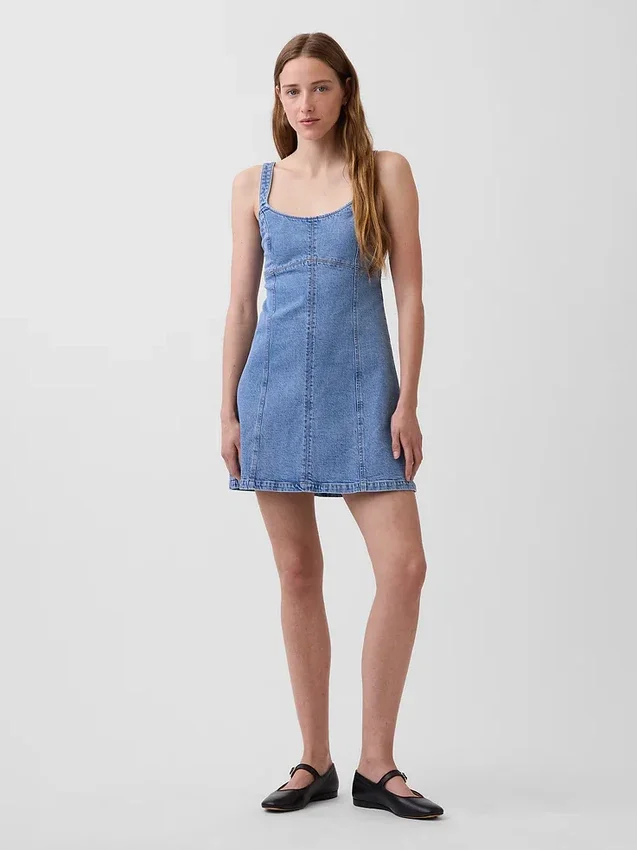 Mini-Kleid mit Denim-Einsätzen
