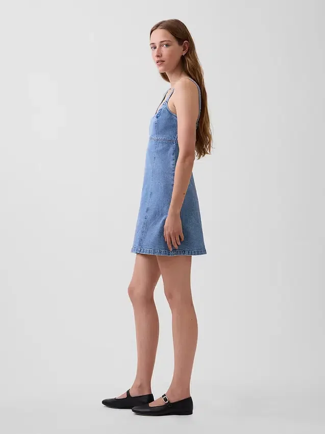 Mini-Kleid mit Denim-Einsätzen