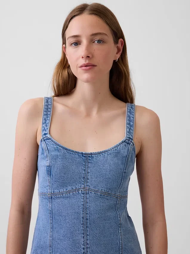 Mini-Kleid mit Denim-Einsätzen