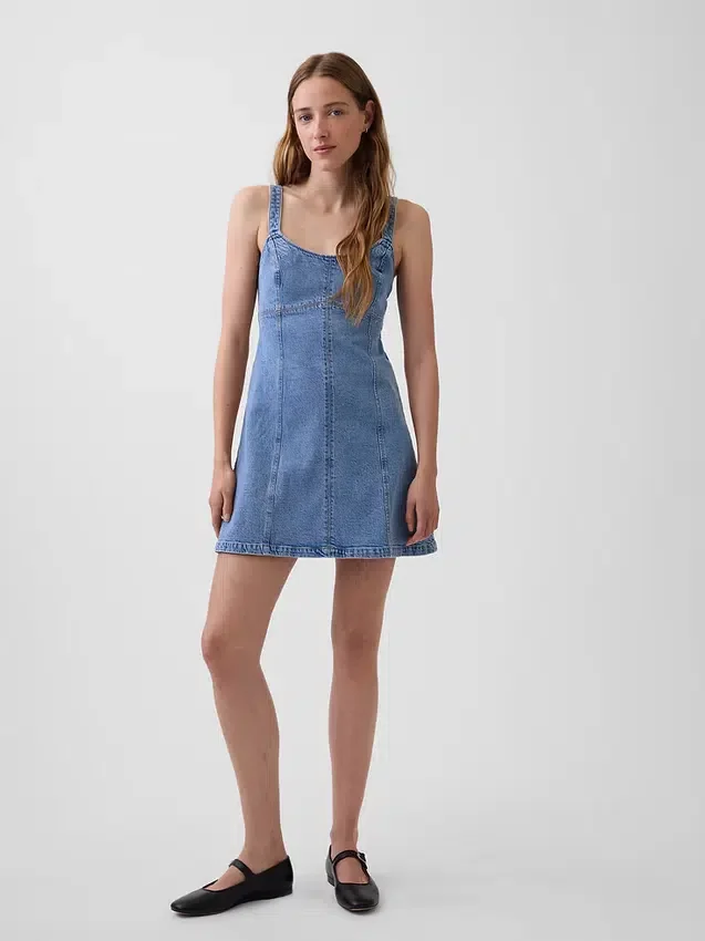 Mini-Kleid mit Denim-Einsätzen