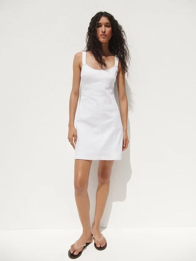Mini-Kleid mit Denim-Einsätzen