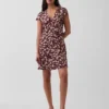 Mini-Kleid mit V-Ausschnitt und Print
