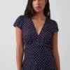 Mini-Kleid mit V-Ausschnitt und Print