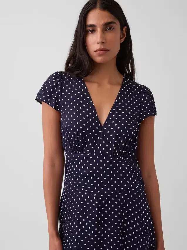 Mini-Kleid mit V-Ausschnitt und Print