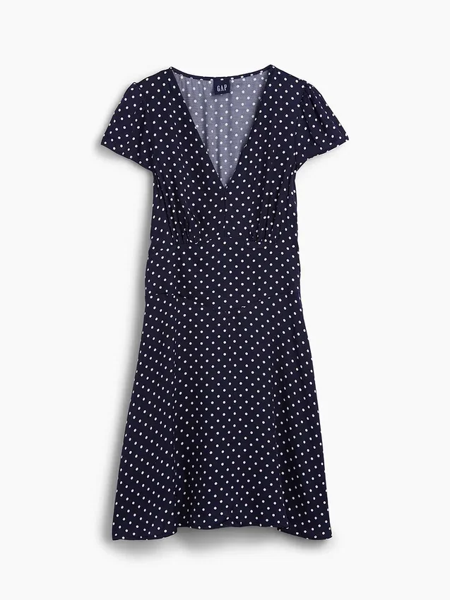 Mini-Kleid mit V-Ausschnitt und Print