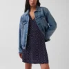 Mini-Kleid mit V-Ausschnitt und Print