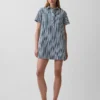 Mini-Popover-Kleid mit Jeansstreifen