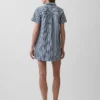 Mini-Popover-Kleid mit Jeansstreifen
