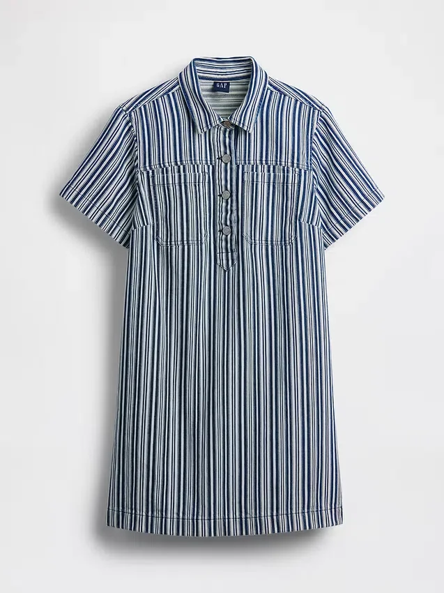 Mini-Popover-Kleid mit Jeansstreifen