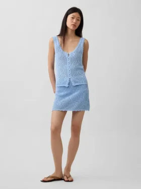 Mini-Pullover-Rock aus 100 % Baumwolle mit Pointelle-Muster