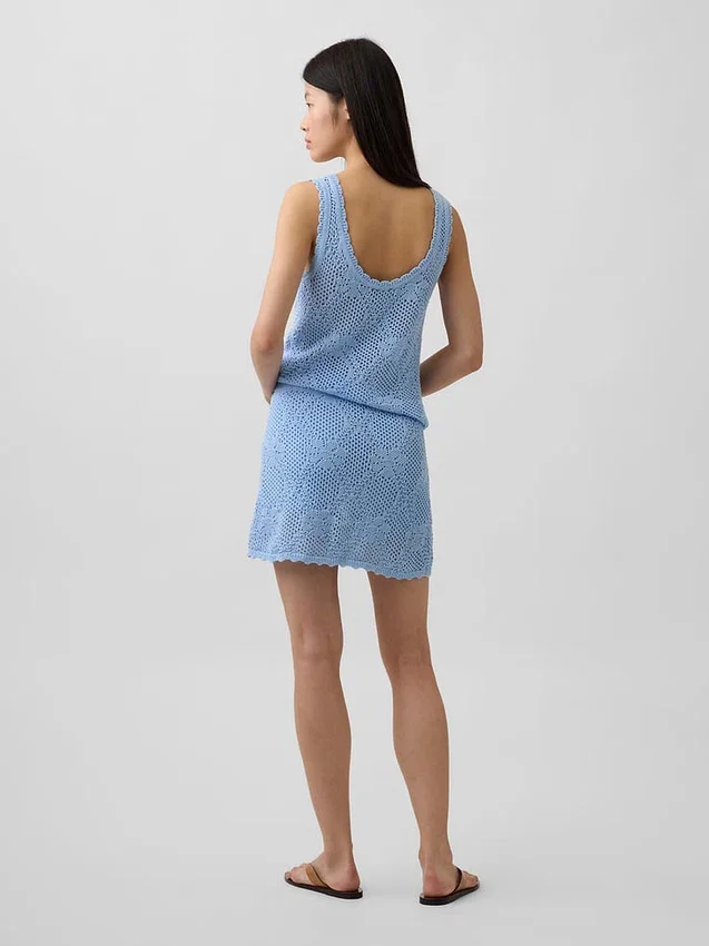 Mini-Pullover-Rock aus 100 % Baumwolle mit Pointelle-Muster