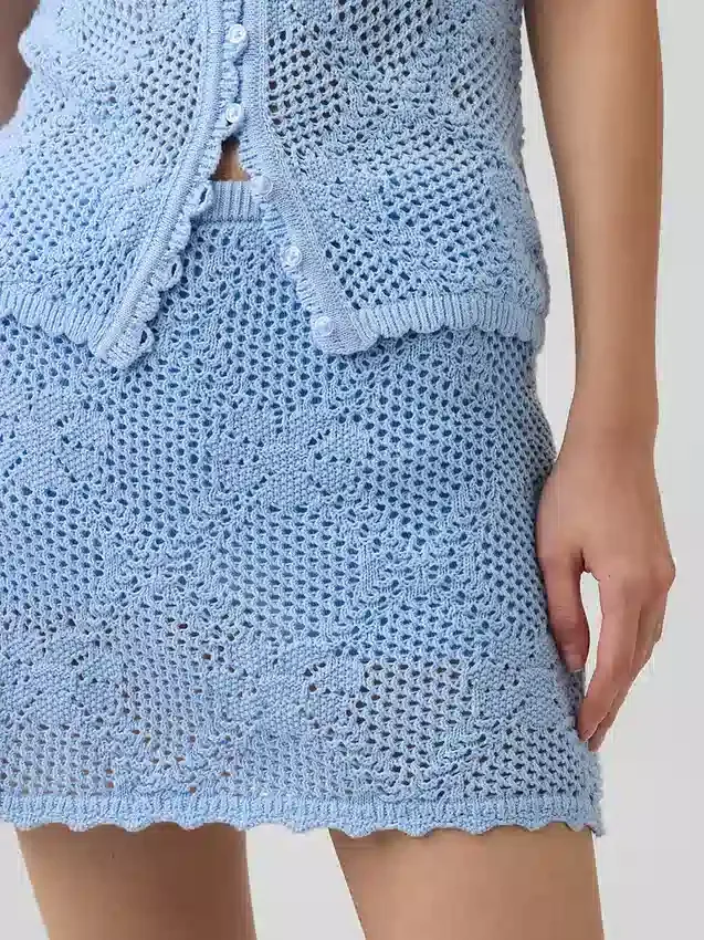 Mini-Pullover-Rock aus 100 % Baumwolle mit Pointelle-Muster