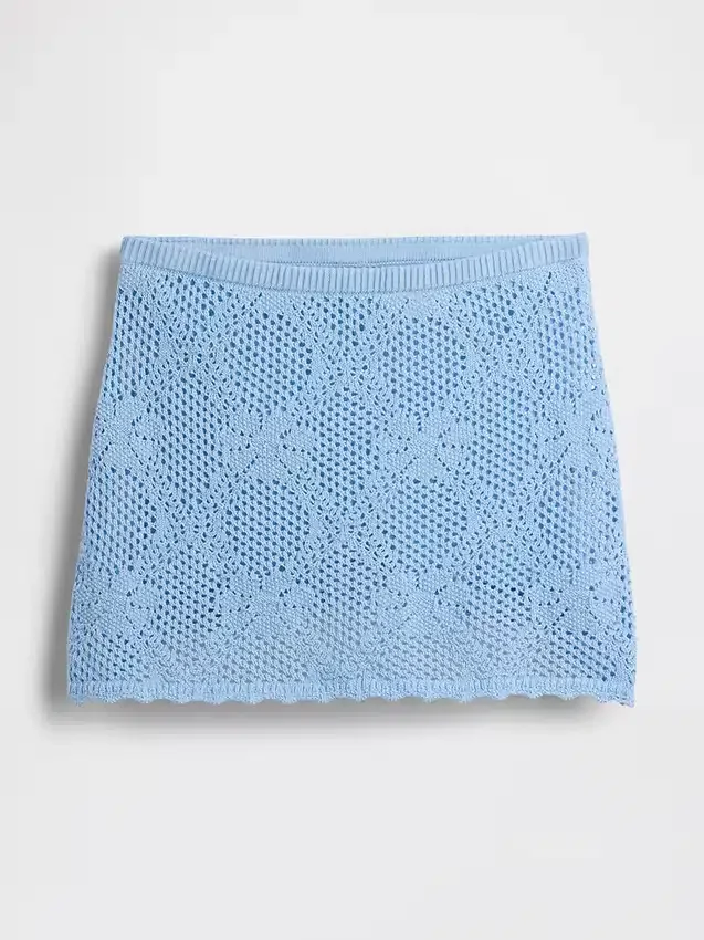 Mini-Pullover-Rock aus 100 % Baumwolle mit Pointelle-Muster